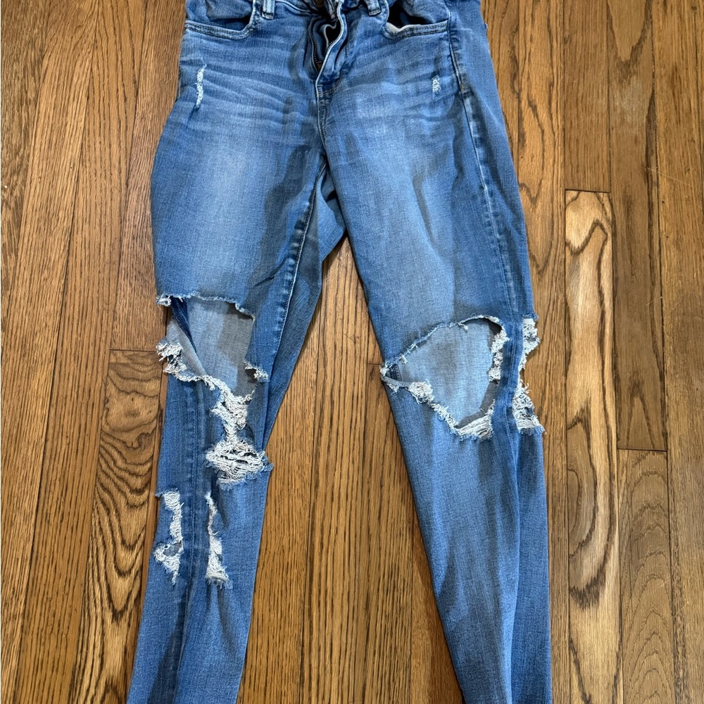 American Eagle Outfitters Ripped Blue Skinny Jeans